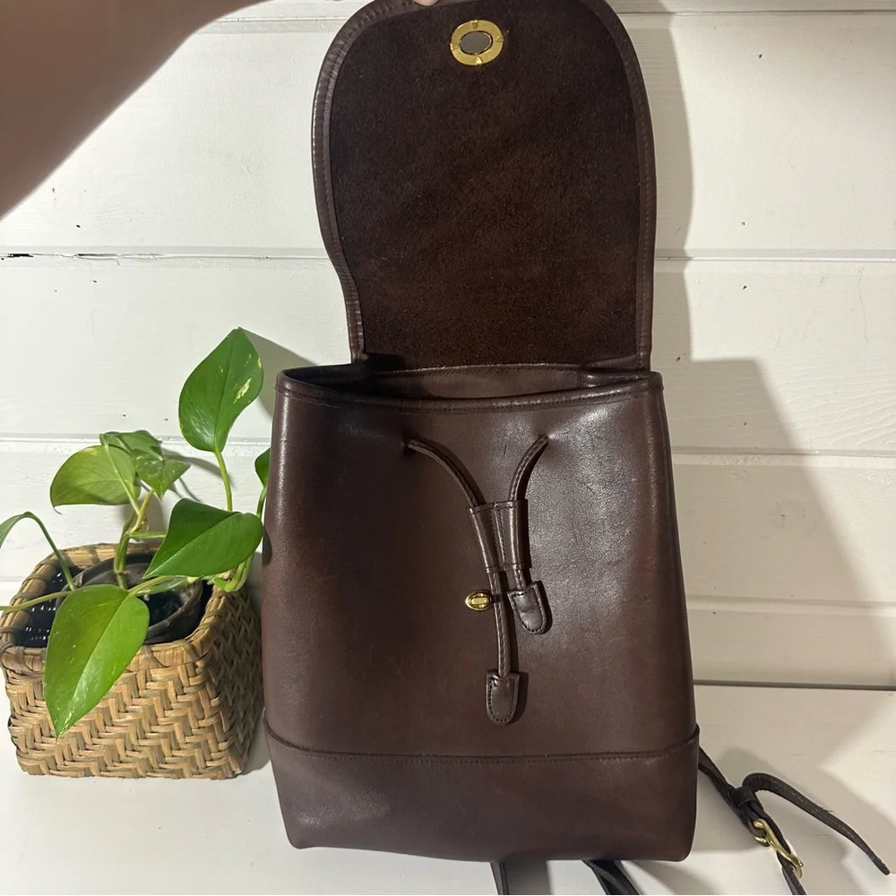 Vintage COACH 9791 Brown Genuine Leather Gold Classic Turn Lock Top Handle - Picture 7 of 13